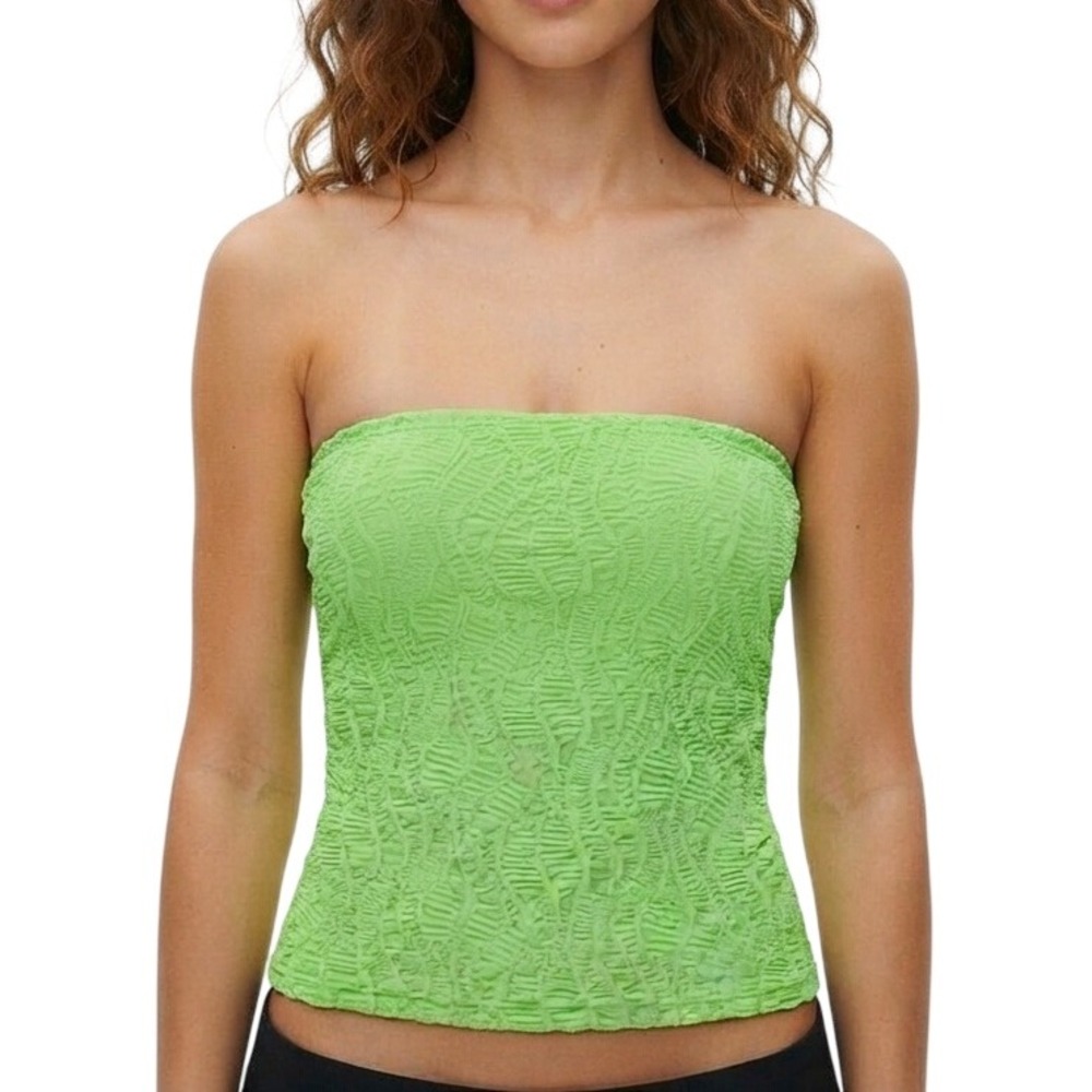 Bar III Tube Top Women S Green Textured Strapless Silicone Grip